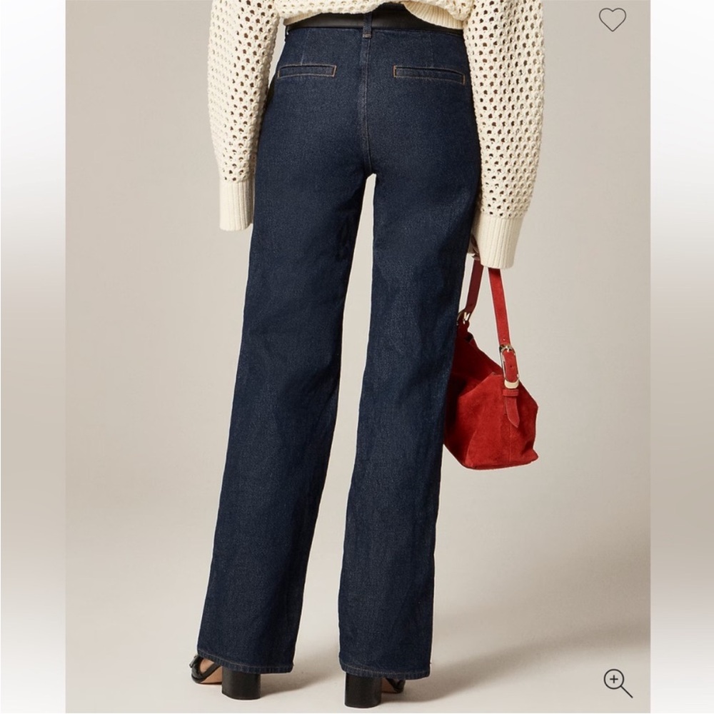 J. Crew ‘96 Slim Wide Trouser Denim Dark Blue Women's Flare Jeans 26 - Picture 2 of 11